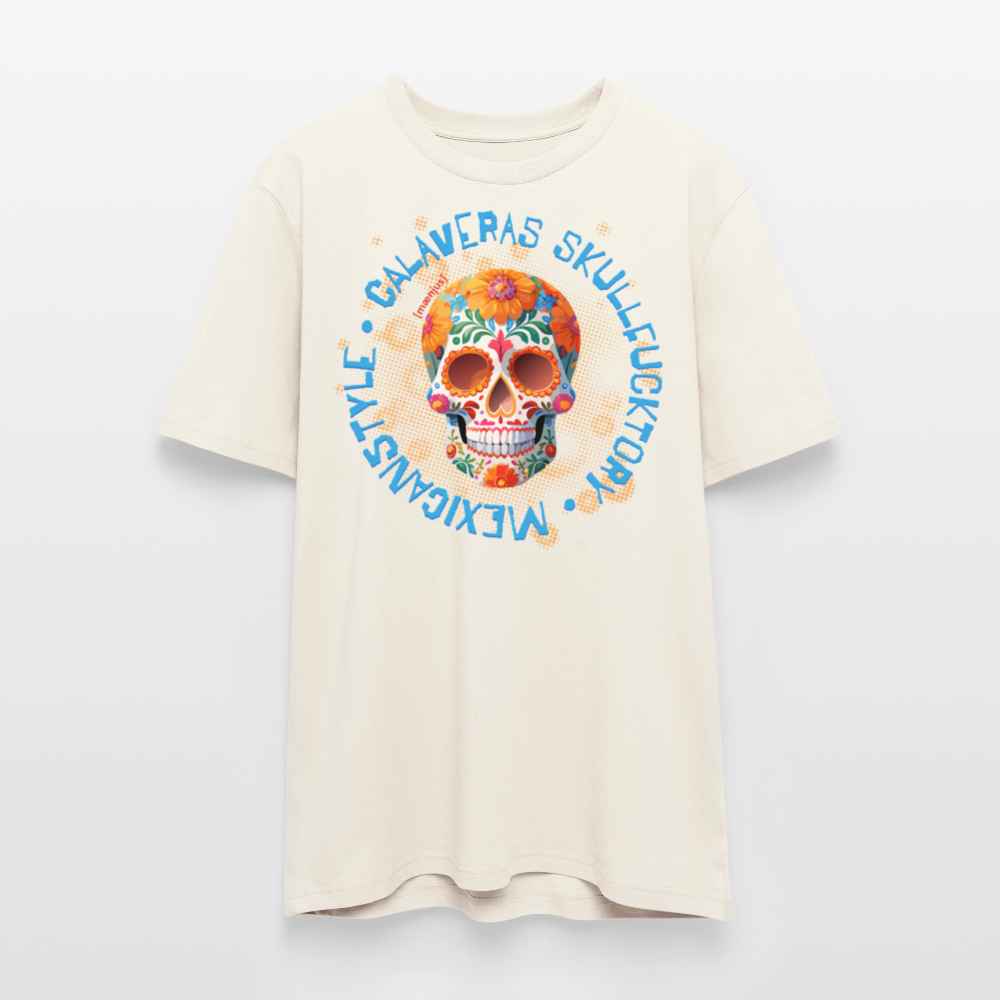 Unisex Bio-T-Shirt mit CALAVERAS MEXICANSTYLE PRINT Vorderseite - Naturweiß