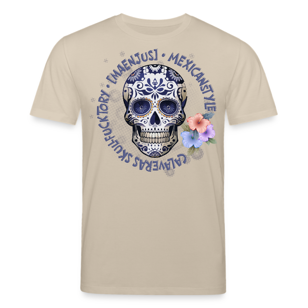 Unisex Bio-T-Shirt mit MAENJUS MEXICANSTYLE PRINT Vorderseite - Beige