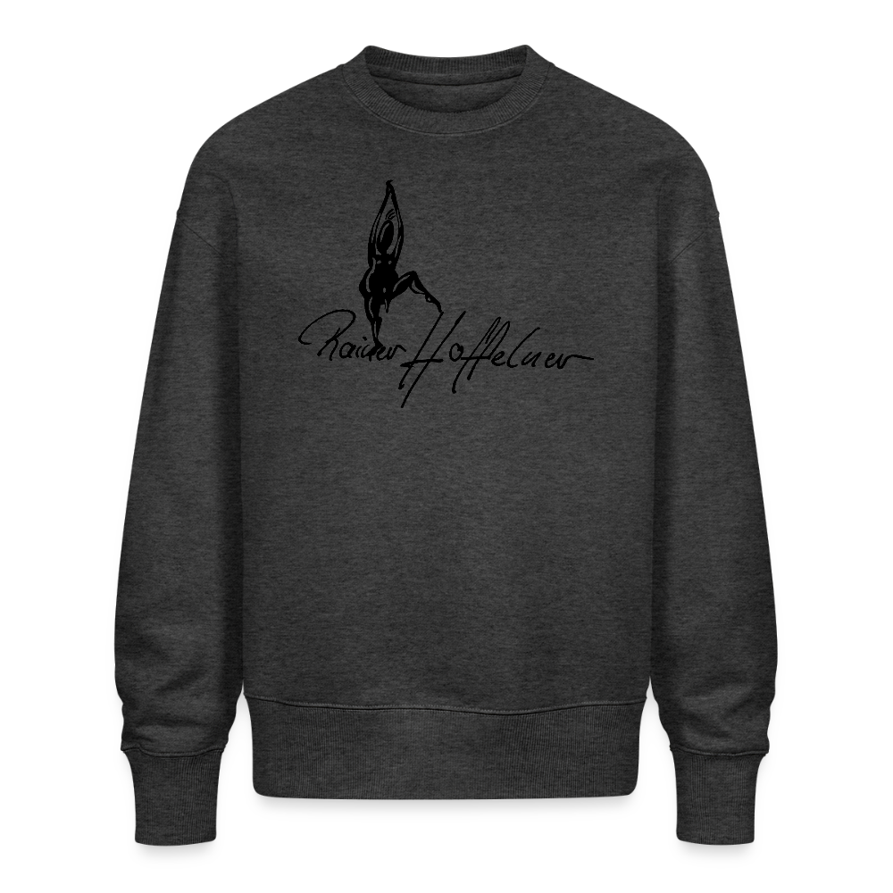 Unisex Oversize Bio Pullover mit TUSCHEMÄNNCHEN PRINT - Dunkelgrau meliert