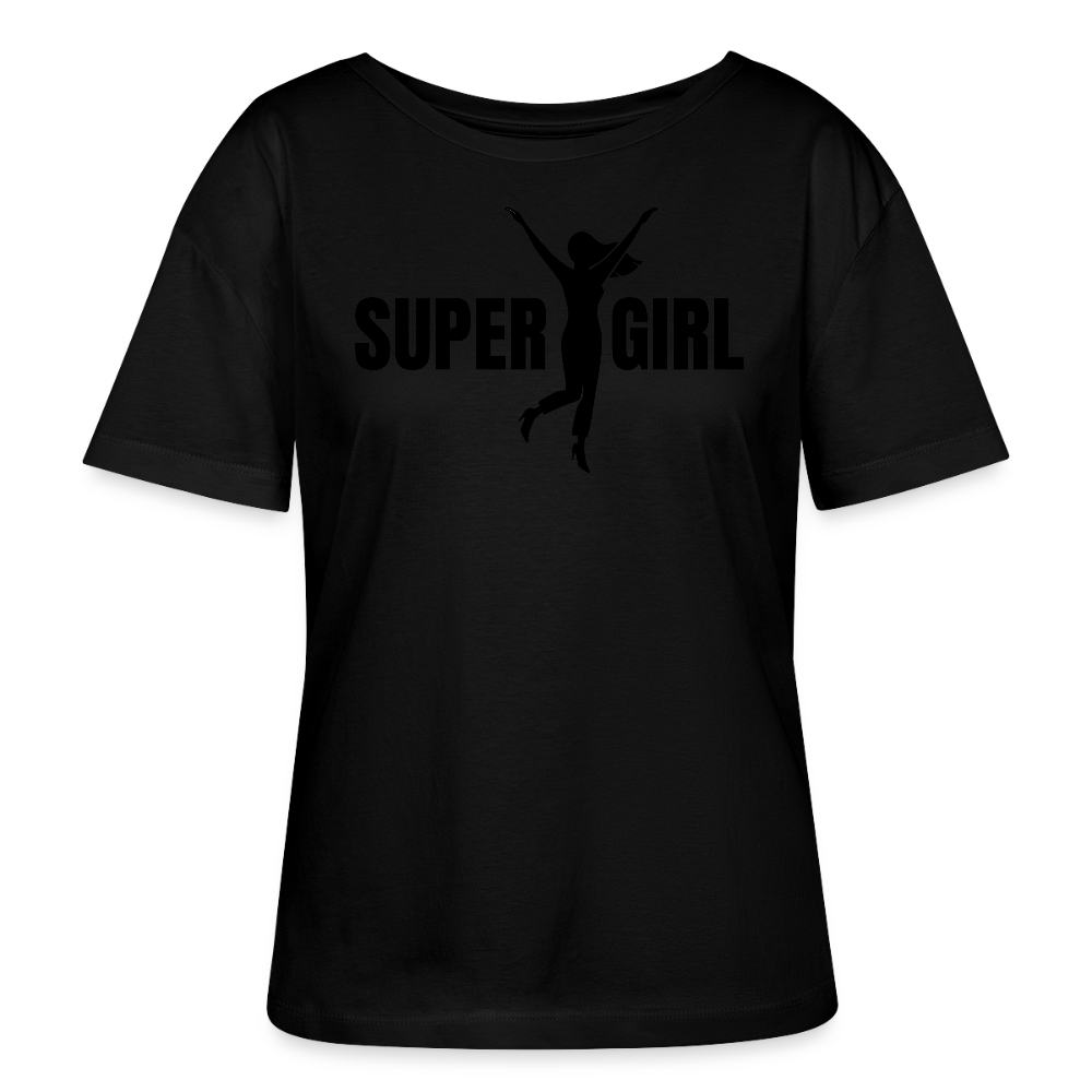 Frauen T-Shirt mit SUPERGIRL PRINT - Schwarz