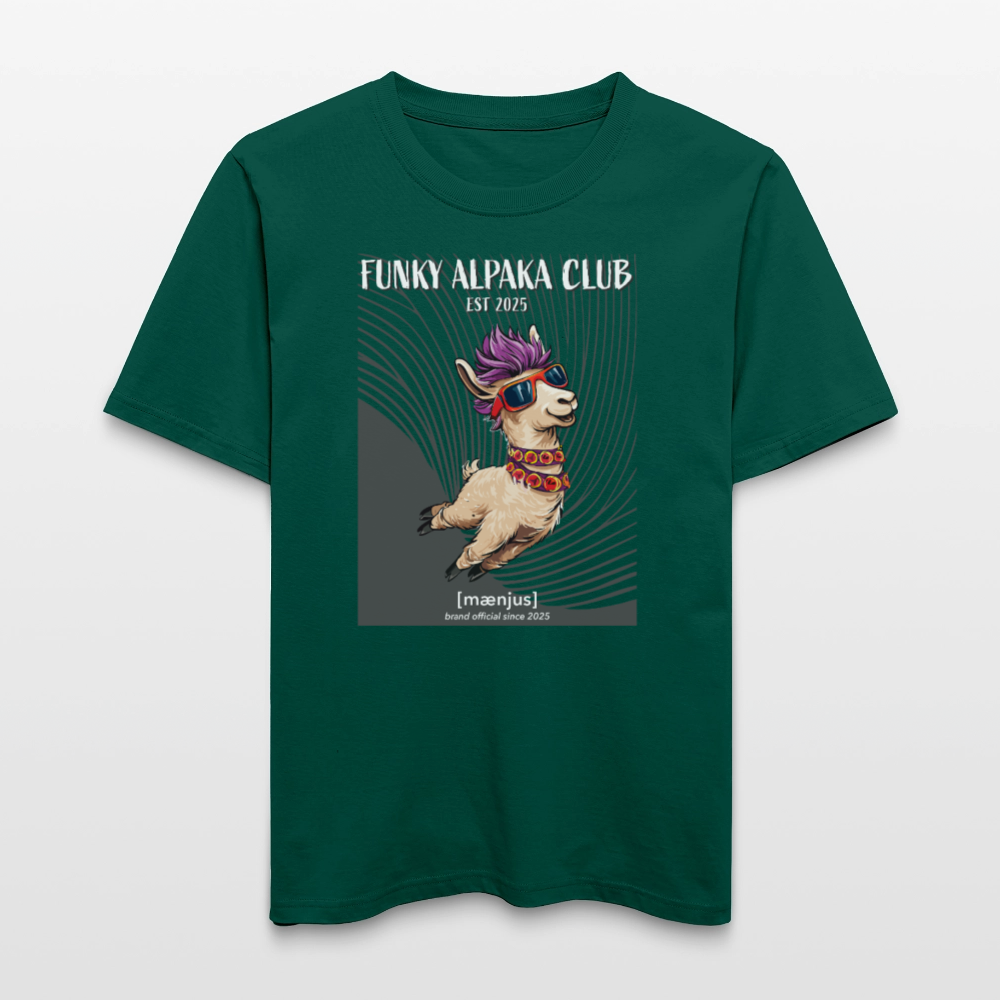 Unisex Bio-T-Shirt mit FUNKY ALPAKA CLUB PRINT Vorderseite - Forest
