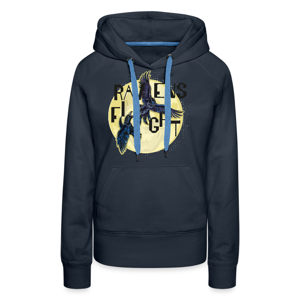 Frauen Premium Hoodie mit RAVENS FIGHT PRINT - Navy