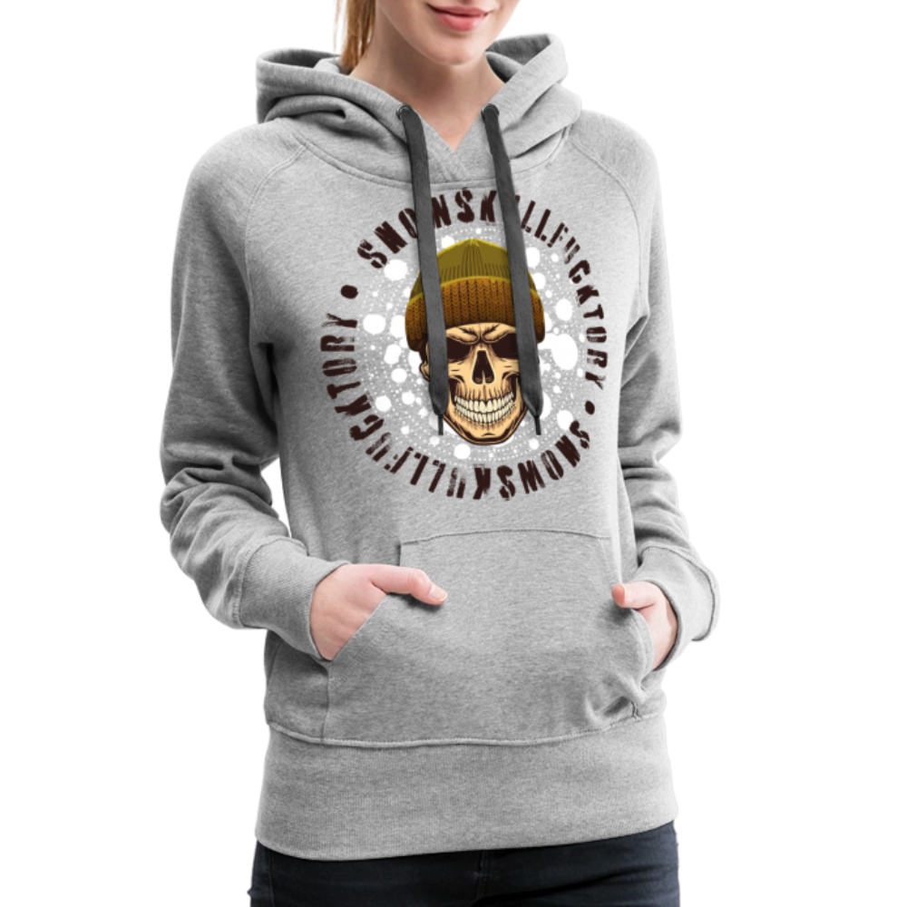 Frauen Premium Hoodie mit SNOWSKULL PRINT - Grau meliert
