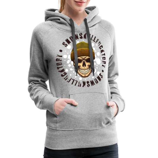 Frauen Premium Hoodie mit SNOWSKULL PRINT - Grau meliert