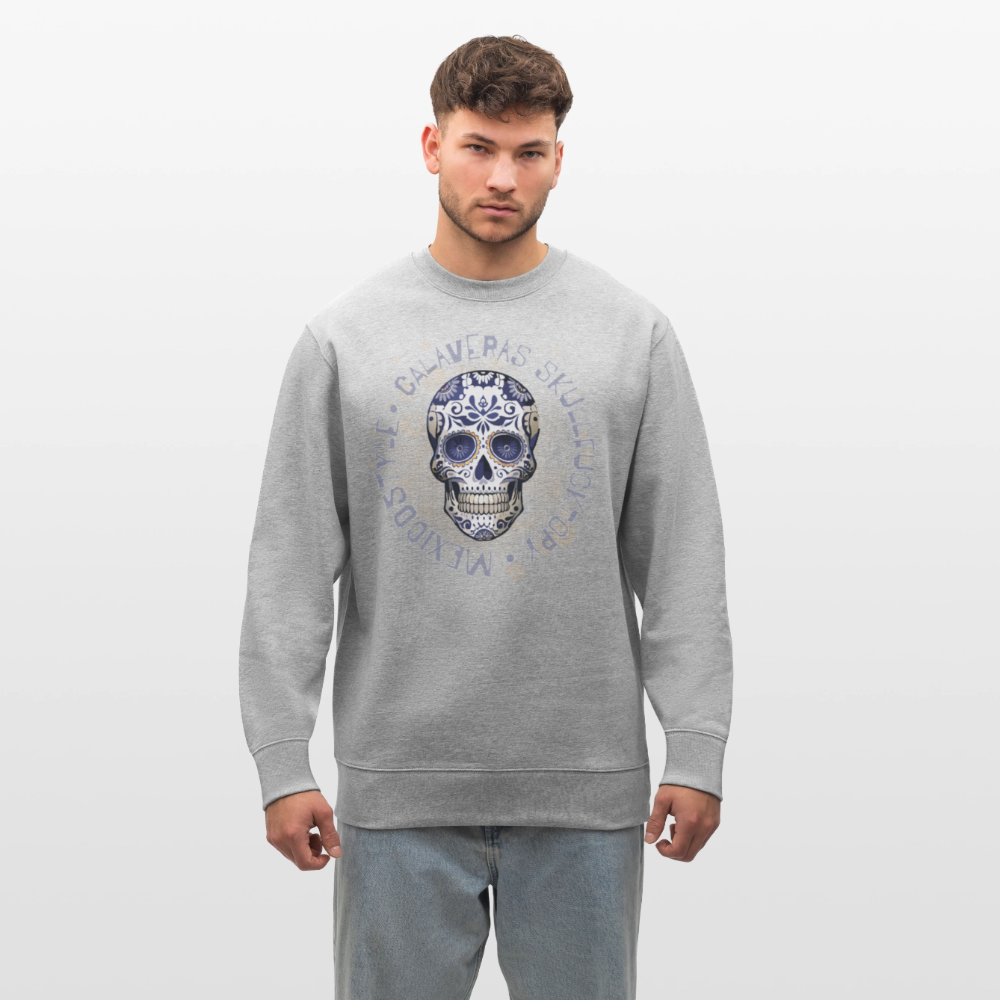 Unisex Bio-Sweatshirt mit CALAVERAS SKULL PRINT - Grau meliert