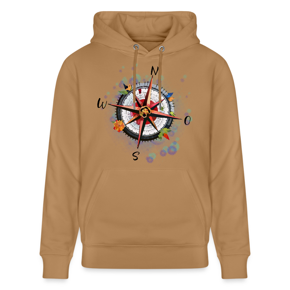 Unisex Hoodie mit WINDROSE PRINT - Karamell