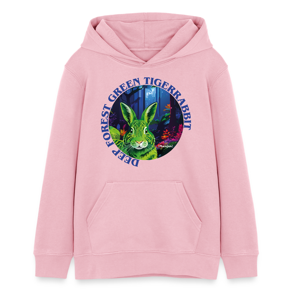 MNJS TEENS Bio-Hoodie mit DEEP FOREST GREEN TIGERRABBIT PRINT - Hellrosa