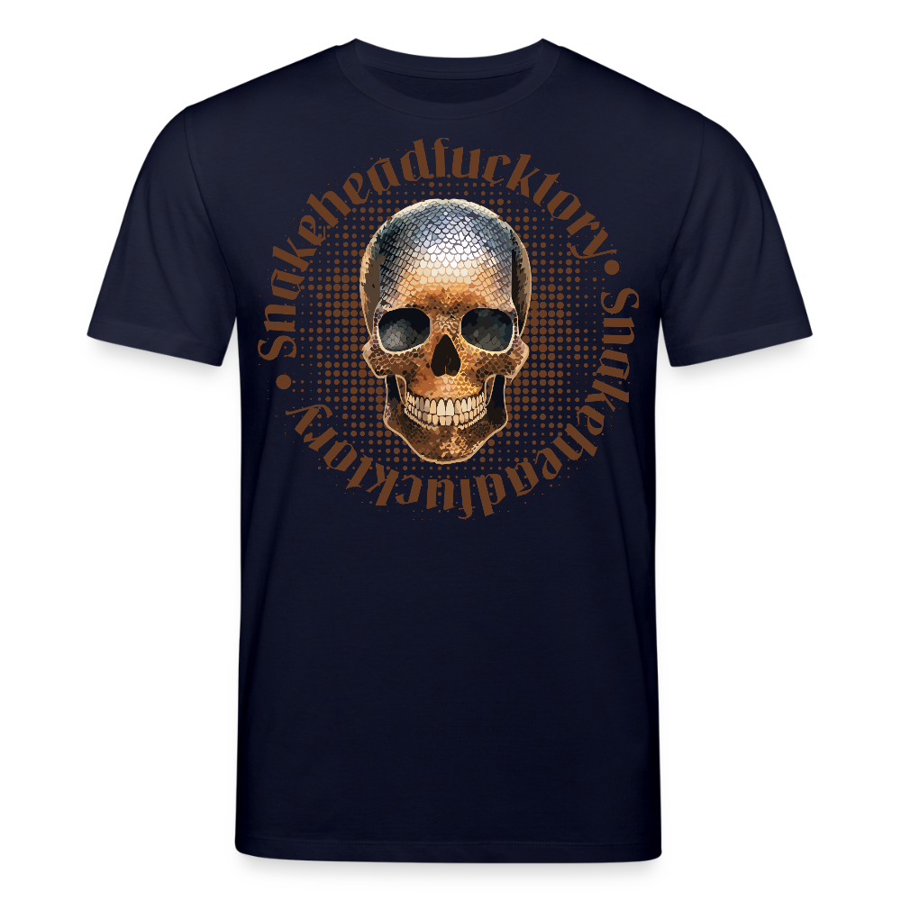 Unisex Bio-T-Shirt mit SNAKEHEAD SKULL PRINT Vorderseite - Navy