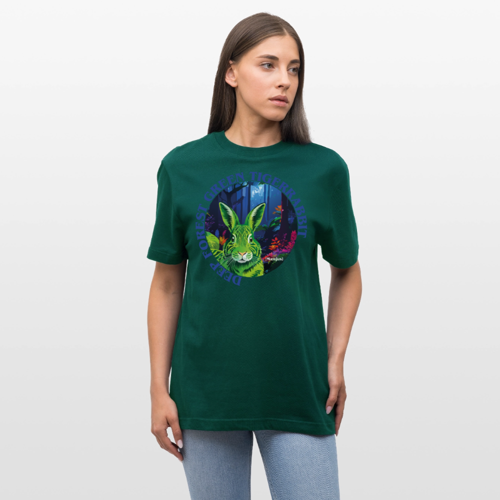 Relaxed Fit Unisex Bio-T-Shirt mit DEEP FOREST GREEN TIGERRABBIT PRINT Vorderseite - Forest