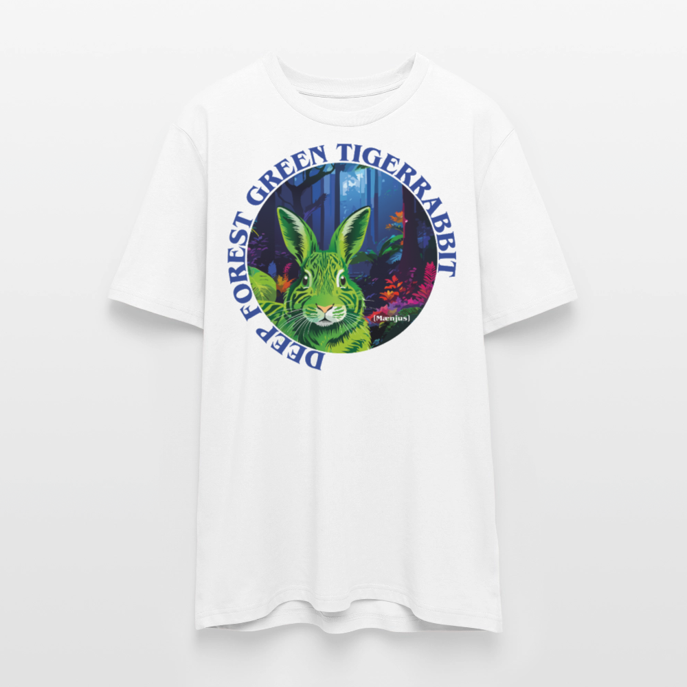 Unisex Bio-T-Shirt mit DEEP FOREST GREEN TIGERRABBIT PRINT Vorderseite - Weiß