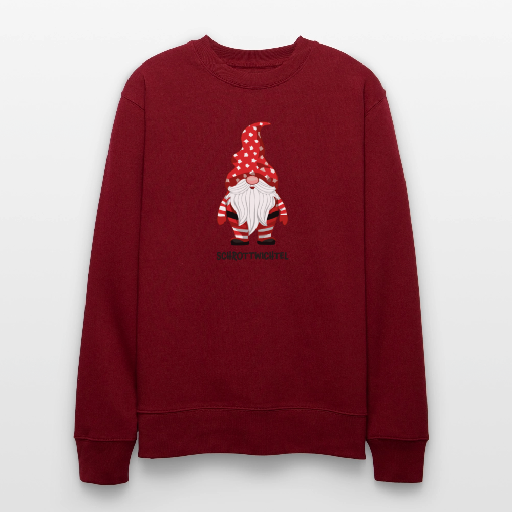 Unisex Bio-Sweatshirt mit SCHROTTWICHTEL PRINT - Burgunderrot