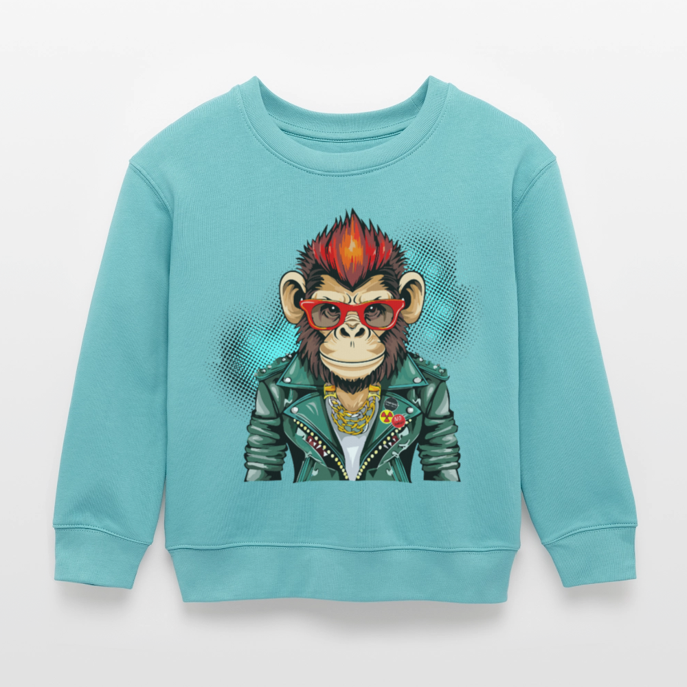 MNJS KIDS Mini Changer Bio Sweatshirt mit MONKEY PRINT - Pastelltürkis