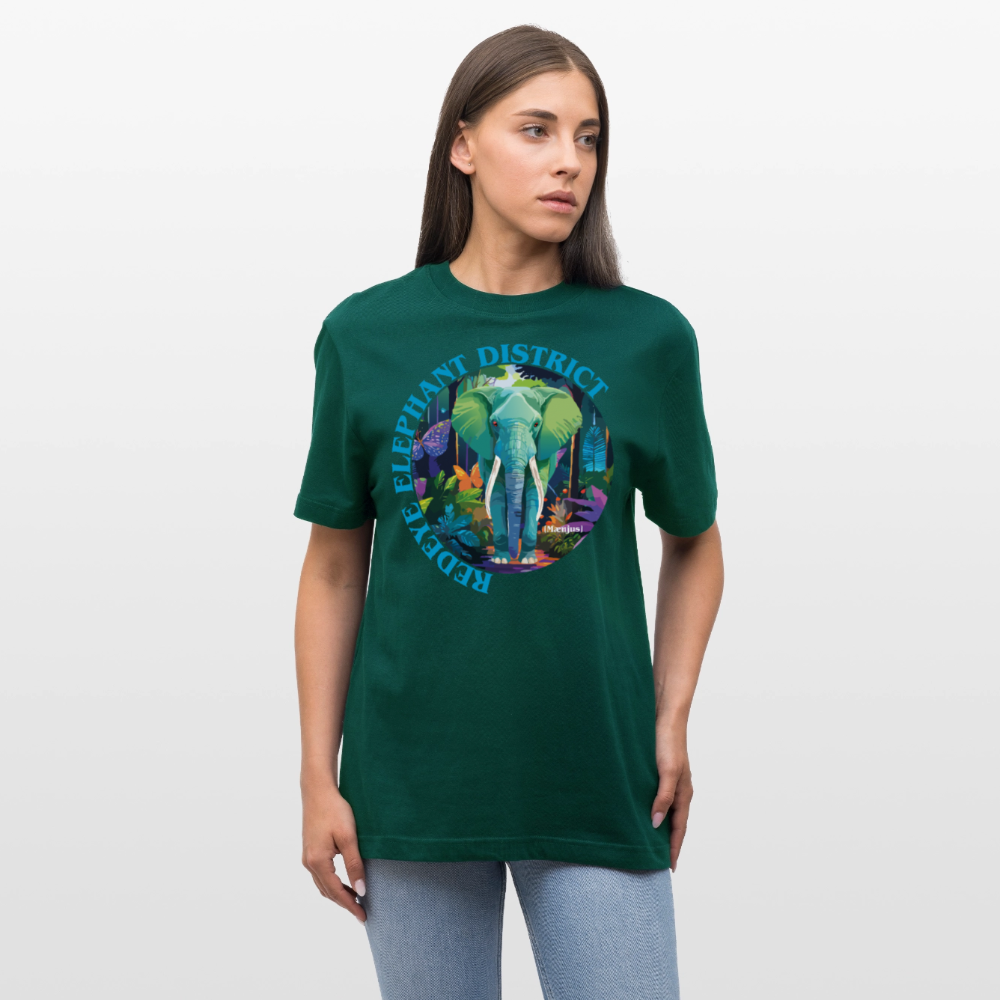 Relaxed Fit Unisex Bio-T-Shirt mit REDEYE ELEPHANT DISTRICT PRINT Vorderseite - Forest