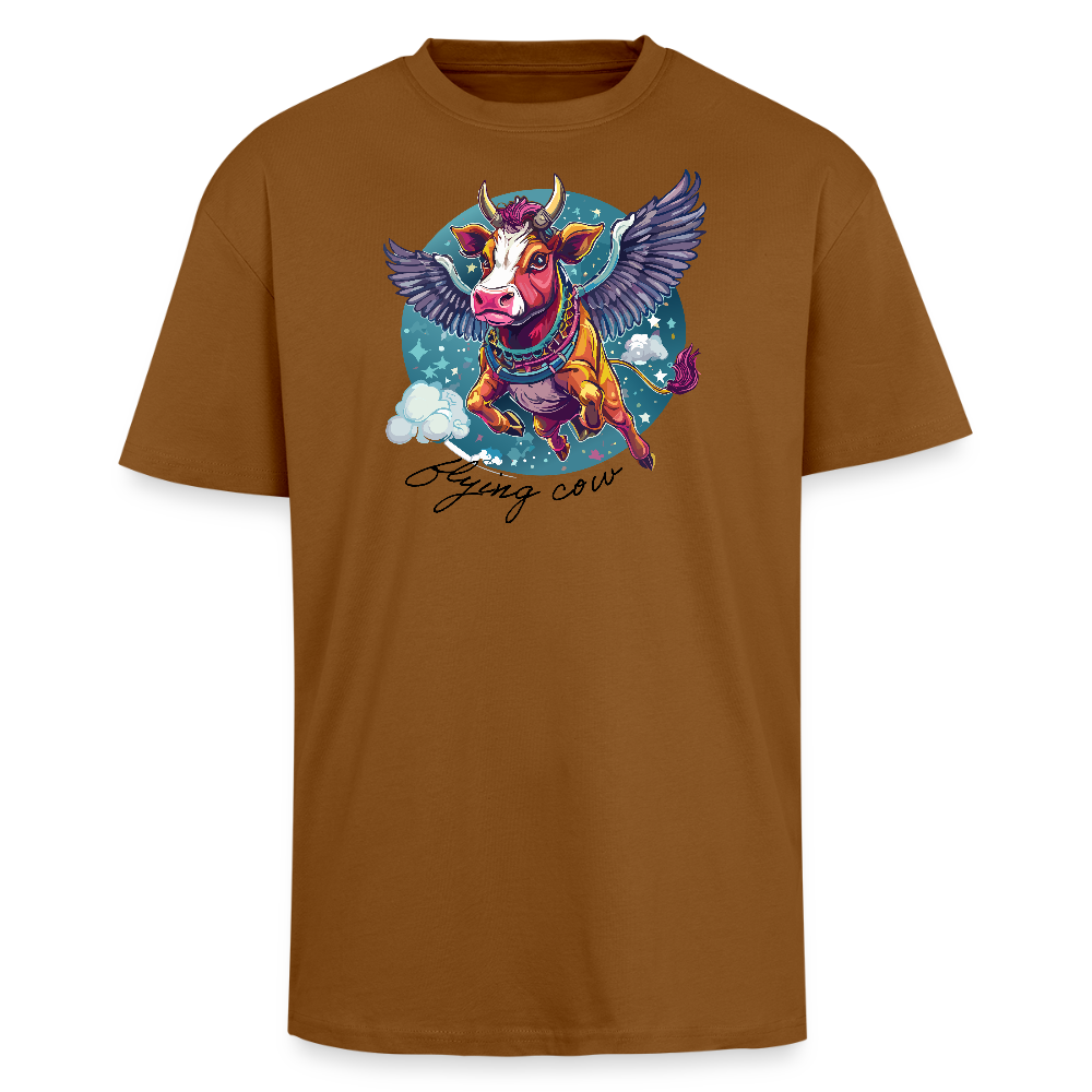 Heavy Oversize T-Shirt mit FLYING COW PRINT - Toffee