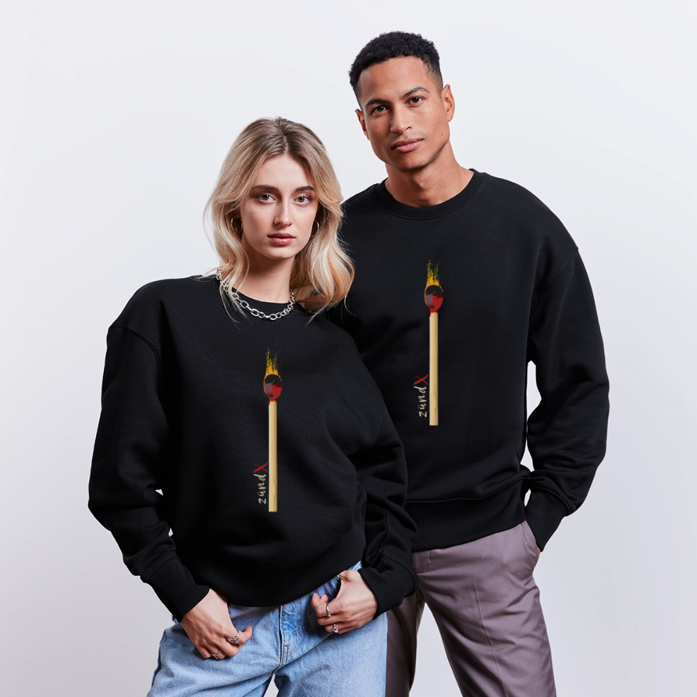 Unisex Oversize Pullover mit zündX PRINT - Schwarz