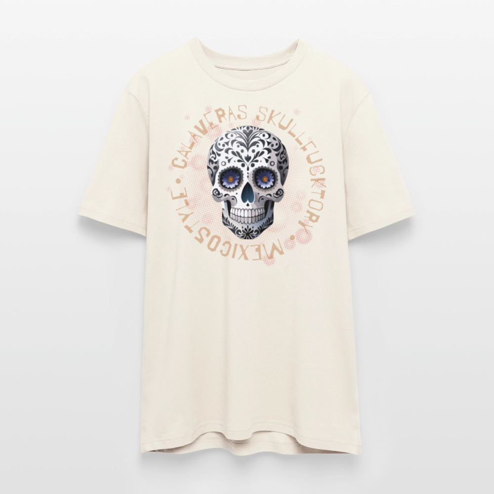 Unisex Bio-T-Shirt mit CALAVERAS SKULL PRINT Vorderseite - Naturweiß