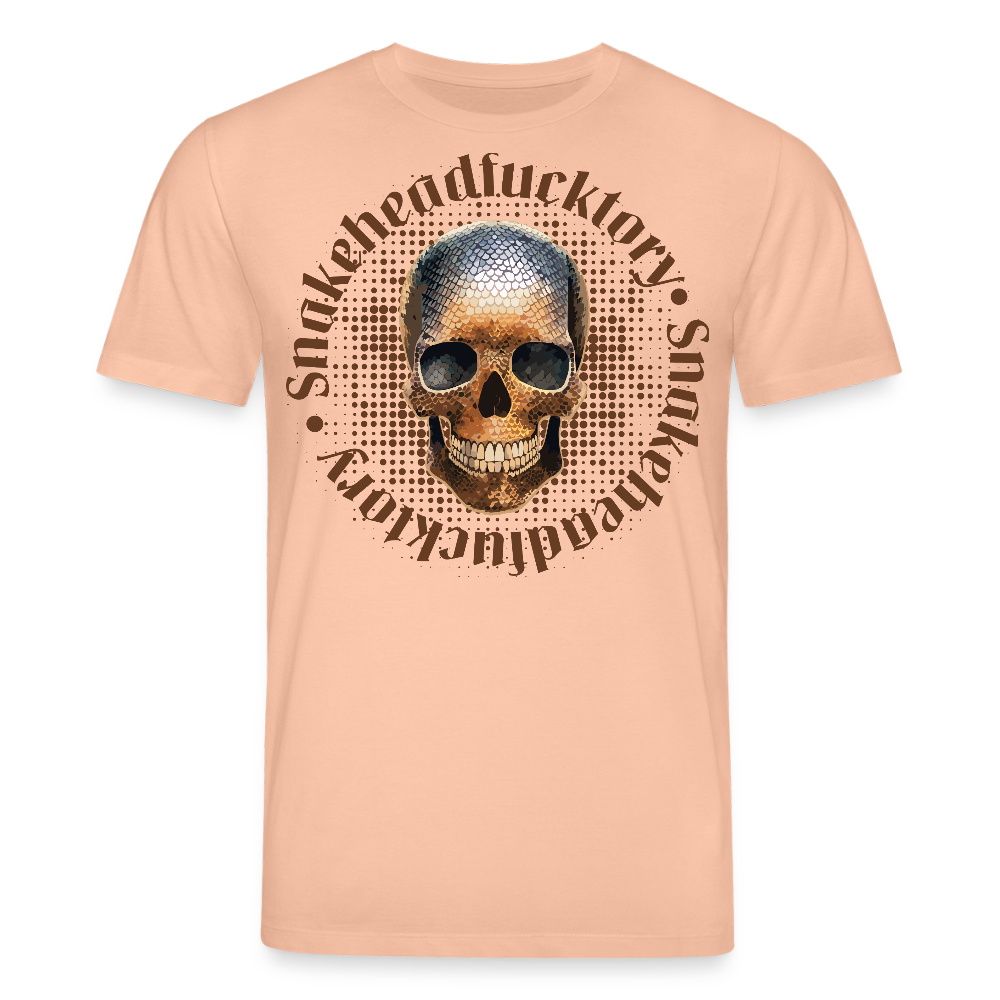 Unisex Bio-T-Shirt mit SNAKEHEAD SKULL PRINT Vorderseite - Pfirsich