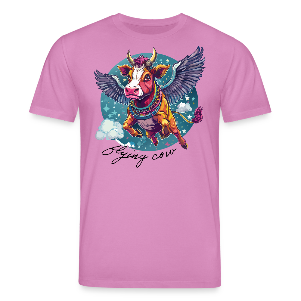 Unisex Bio-T-Shirt mit Flying Cow Print Vorderseite - Pink
