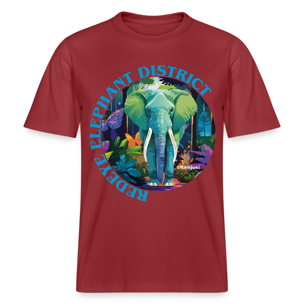 Relaxed Fit Unisex Bio-T-Shirt mit REDEYE ELEPHANT DISTRICT PRINT Vorderseite - Erdrot