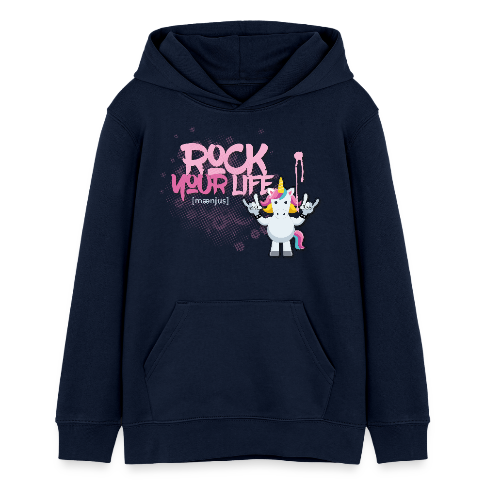 Teens Bio-Hoodie mit ROCK YOUR LIFE PRINT - Navy