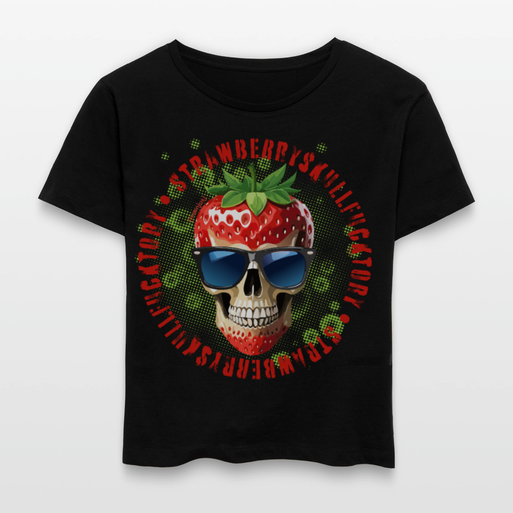 Frauen T-Shirt mit STRAWBERRY SKULL PRINT - Schwarz