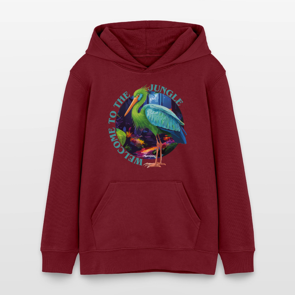 MNJS TEENS Bio-Hoodie mit WELCOME TO THE JUNGLE PRINT - Burgunderrot