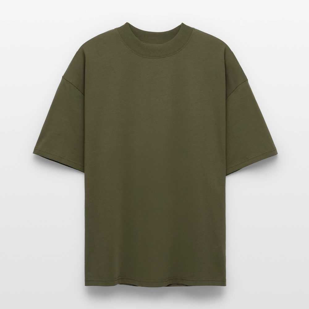 Oversized Unisex T-Shirt mit STEELPUNK PRINT Rückseite - Khaki