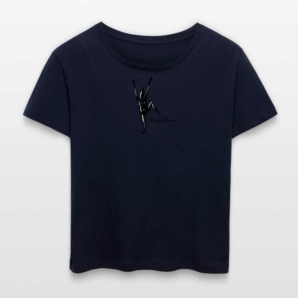 Relaxed Rundhals Frauen Bio-T-Shirt mit TUSCHEMÄNNCHEN PRINT - Navy
