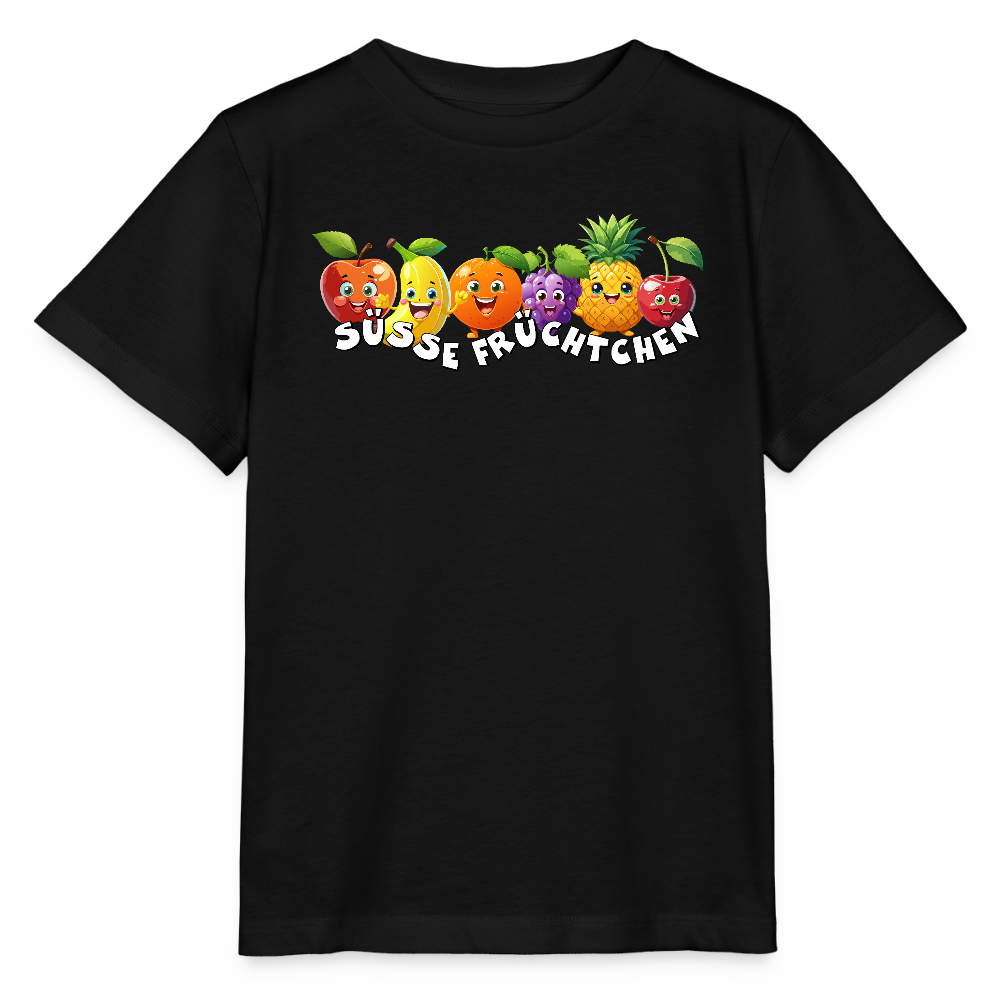 Kinder T-Shirt mit SÜSSE FRÜCHTCHEN PRINT - Schwarz
