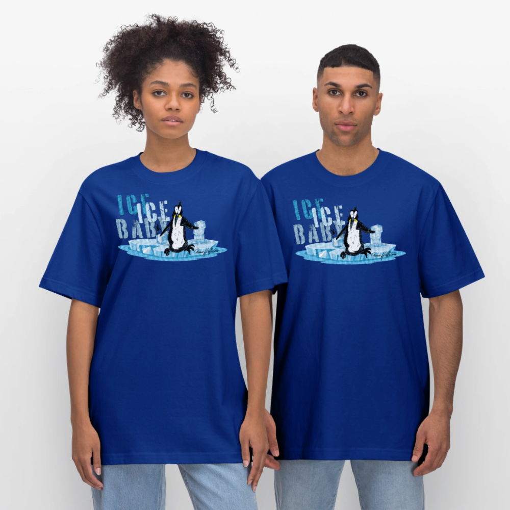 Unisex Bio-T-Shirt mit ICE ICE BABY PINGUIN PRINT - Dunkelblau