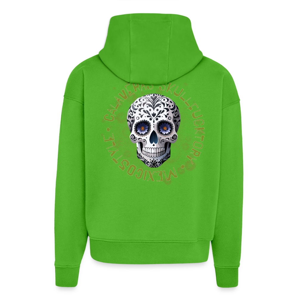 Heavyweight Oversized Organic Hoodie mit CALAVERAS SKULL PRINT - Apple Neon
