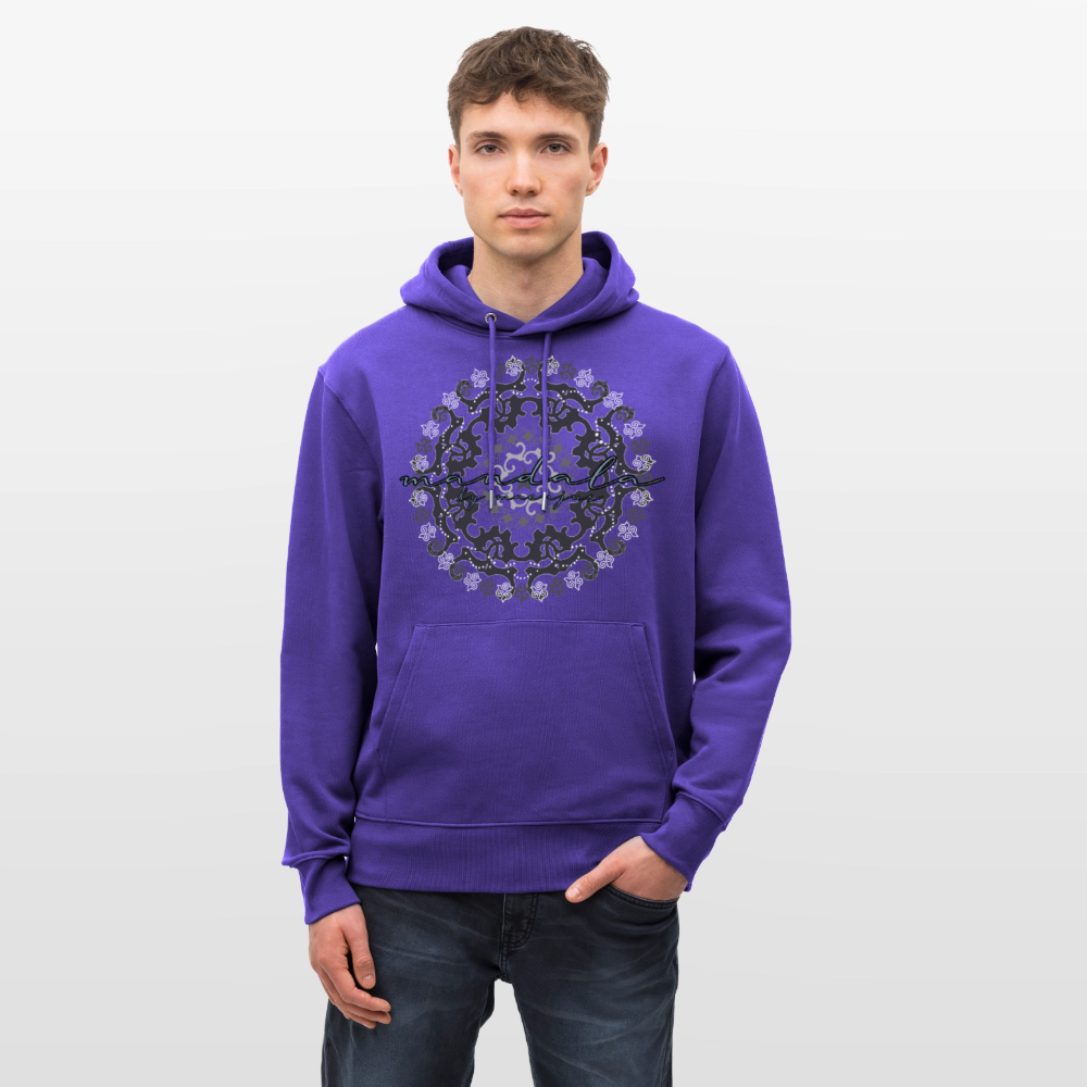 Unisex Bio-Hoodie mit BLACK MANDALA PRINT - Purple Love