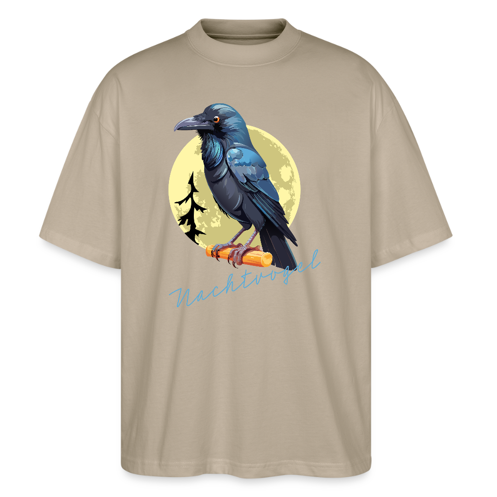 Oversized Unisex T-Shirt mit NACHTVOGL PRINT - Steingrau