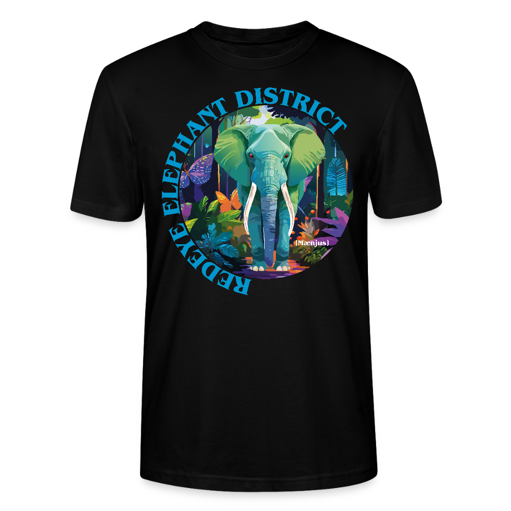Unisex T-Shirt mit REDEYE ELEPHANT DISTRICT PRINT Vorderseite - Schwarz