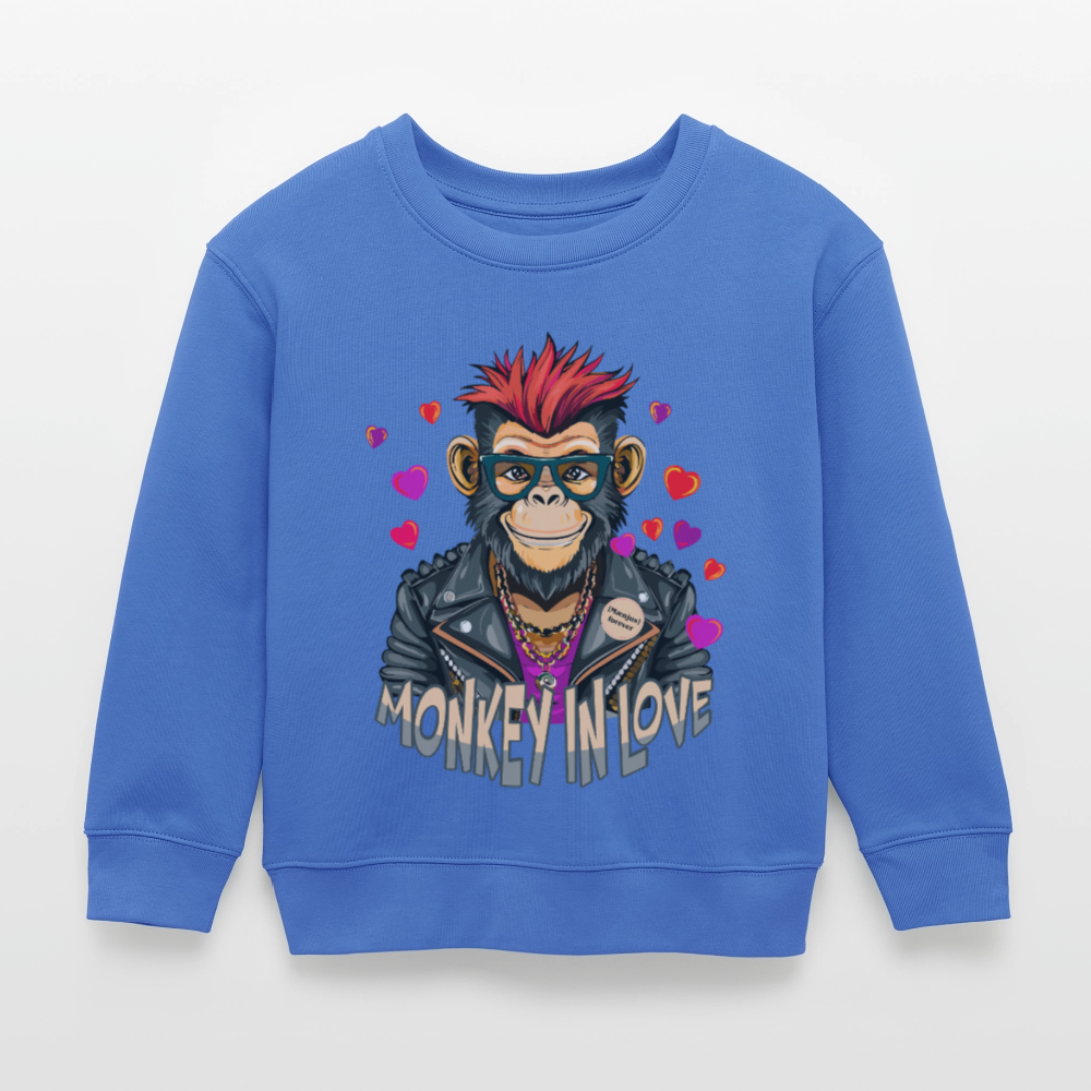 MNJS KIDS Mini Changer Bio Sweatshirt mit MONKEY IN LOVE PRINT - carolina Blue