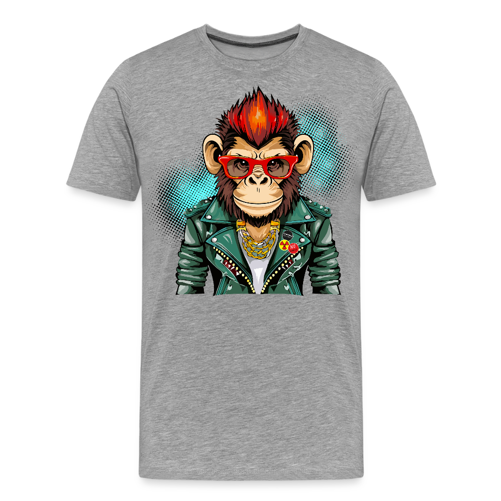 Männer Premium T-Shirt mit MONKEY PRINT - Grau meliert