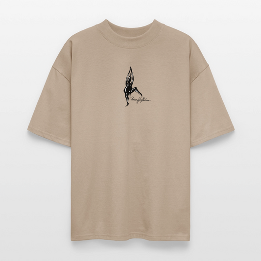 Oversized Unisex Bio T-Shirt mit TUSCHEMÄNNCHEN PRINT - Steingrau