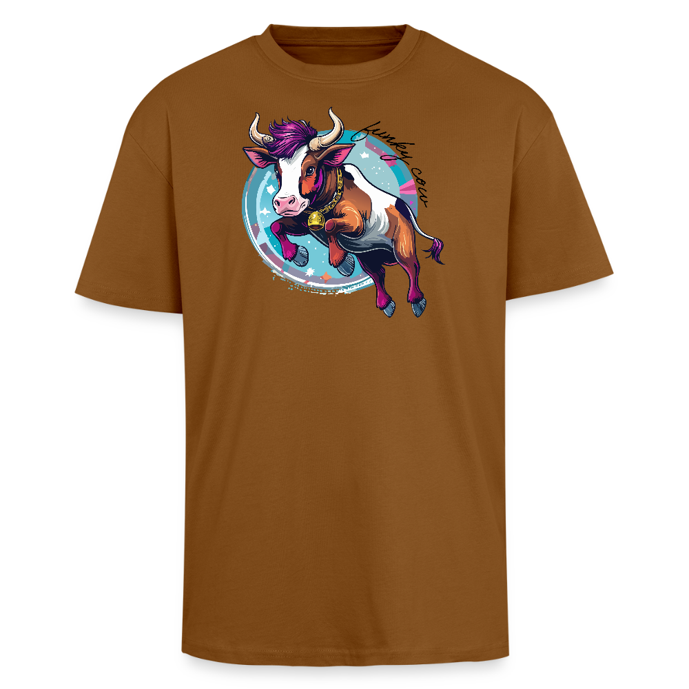 Heavy Oversize T-Shirt mit FUNKY COW PRINT - Toffee