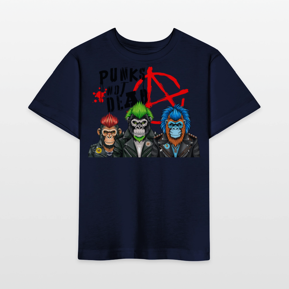 MNJS KIDS Bio T-Shirt mit PUNKS NOT DEAD PRINT - Navy