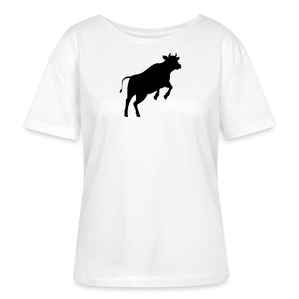 Frauen T-Shirt mit JUMPING COW PRINT - Weiß