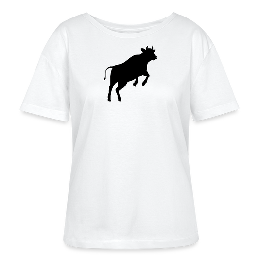 Frauen T-Shirt mit JUMPING COW PRINT - Weiß