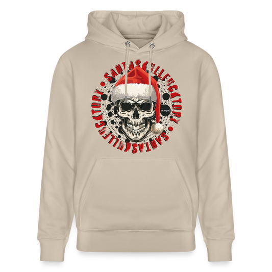 Unisex Bio-Hoodie mit SANTASKULL FUCKTORY PRINT - Beige