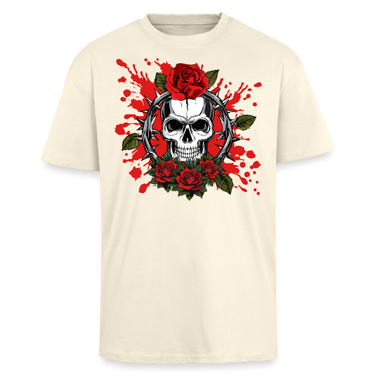 Heavy Oversize T-Shirt mit ROSENSKULL PRINT - Creme