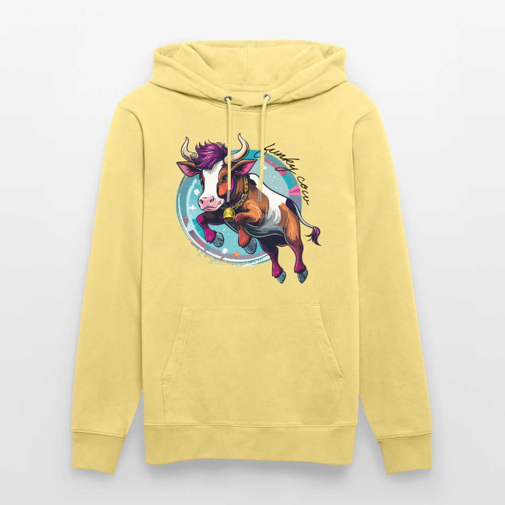 Unisex Hoodie mit FUNKY COW PRINT - Gelb Viva