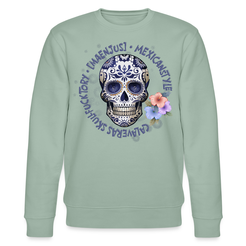 Unisex Bio-Sweatshirt mit MAENJUS MEXICANSTYLE PRINT - Helles Graugrün