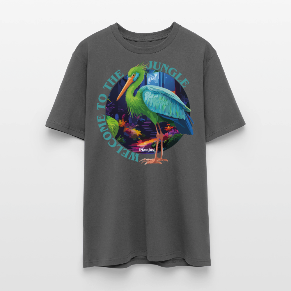 Unisex Bio-T-Shirt mit WELCOME TO THE JUNGLE PRINT Vorderseite - Anthrazit