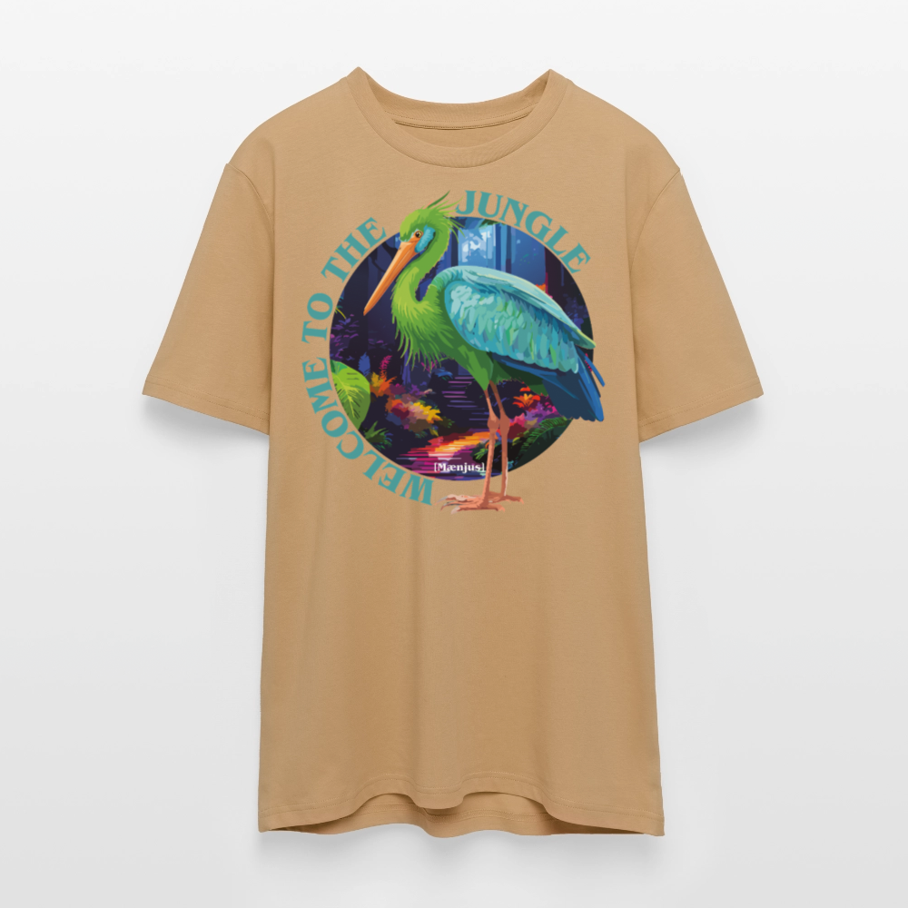 Unisex Bio-T-Shirt mit WELCOME TO THE JUNGLE PRINT Vorderseite - Karamell