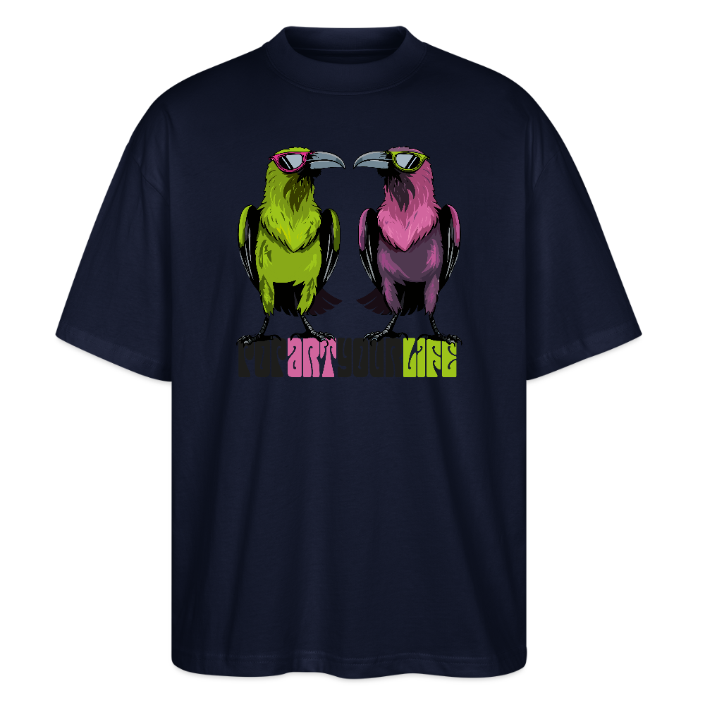 Oversized Unisex T-Shirt mit POPART YOUR LIFE PRINT - Navy