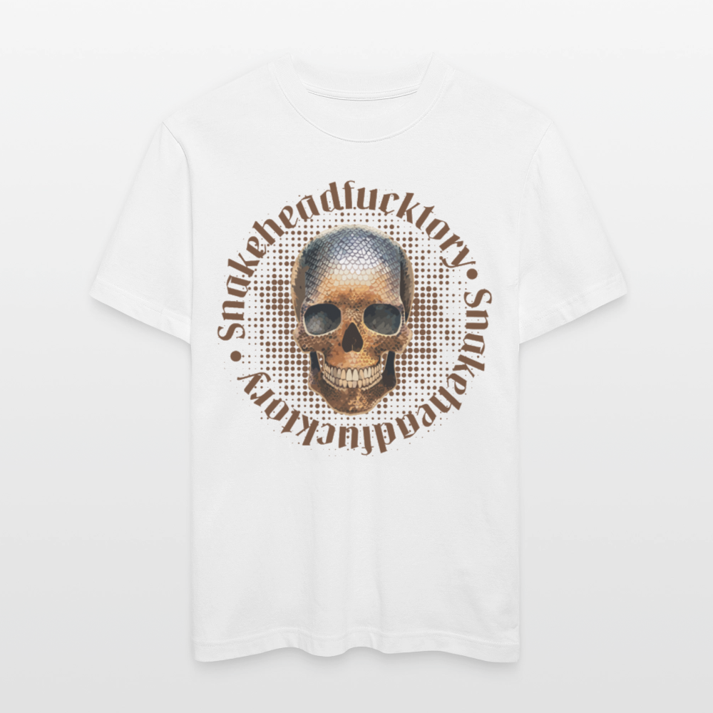 Relaxed Fit Unisex Bio-T-Shirt mit  SNAKEHEAD SKULL PRINT Vorderseite - Weiß