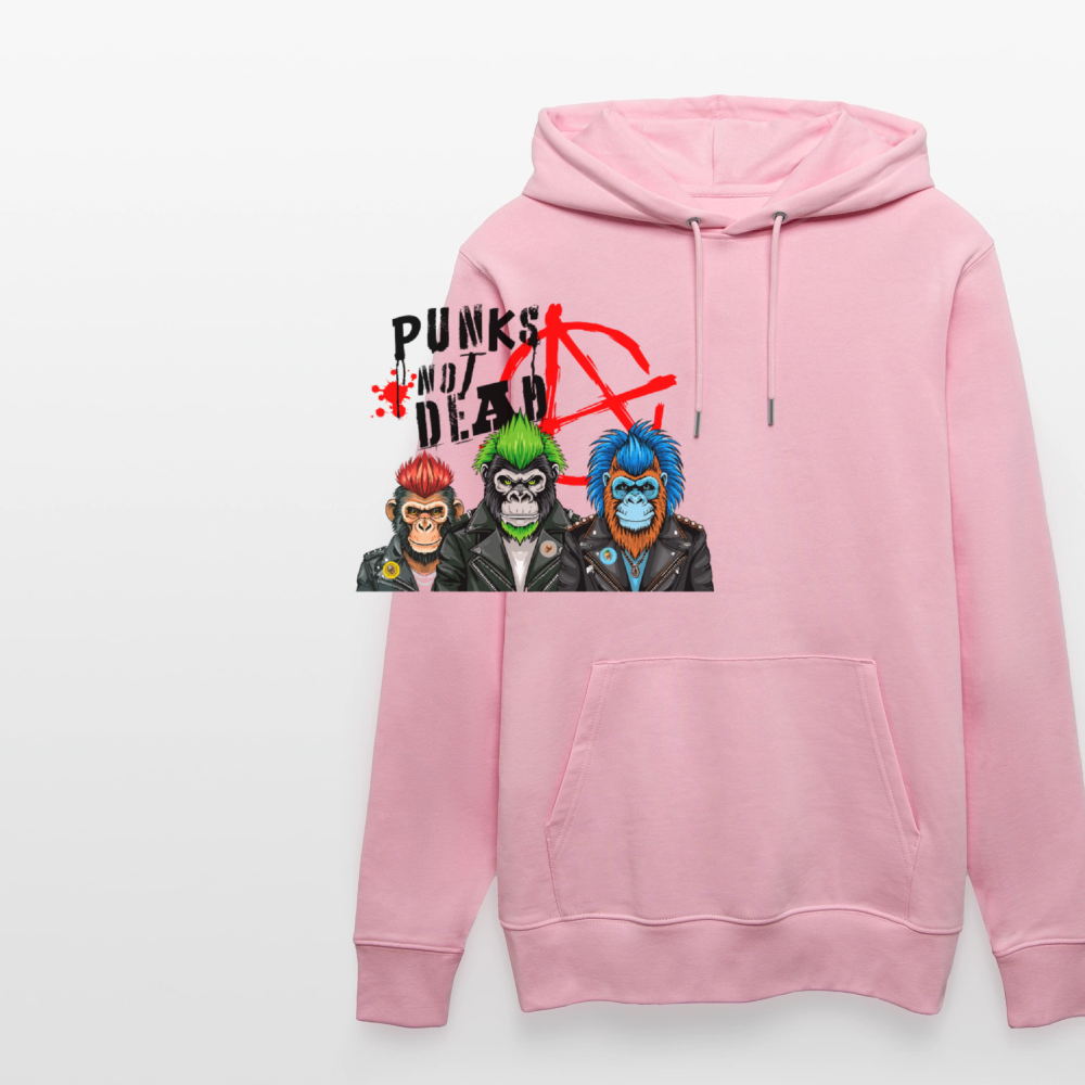 Unisex Hoodie mit PUNKS NOT DEAD PRINT - Hellrosa
